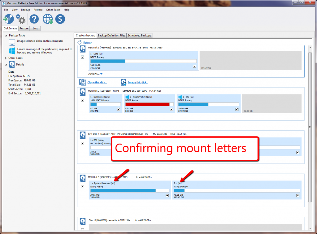 I am once again confirming the mount letters to make sure I'm copying the correct drive. 