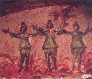Three Hebrews in a Furnace, catacomb of priscilla, mid-late 3rd century