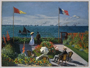 Garden at Sainte–Adresse, 1867 Claude Monet (French, 1840–1926) Oil on canvas; 38 5/8 x 51 1/8 in. (98.1 x 129.9 cm) Signed (lower right): Claude Monet Image via metmuseum.org