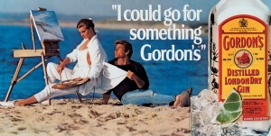 Jeff Koons, I Could Go For Something Gordon’s, 1986. Oil inks on canvas; 45 × 86 1/2 in. (114.3 × 219.7 cm). Allison and Warren Kanders. ©Jeff Koons Image via whitney.org