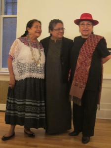 From left to right, Otilia Lux De Coti, awardee, Myrna Cunningham and Tarcila Rivera Zea