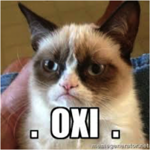 Grumpy Cat votes ‘no’ (in Greek).