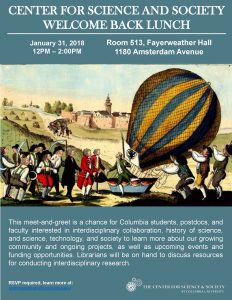 Center for Science and Society Welcome Back Lunch Invitation