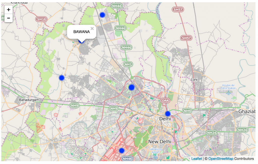 Plotting Points on Map of Delhi
