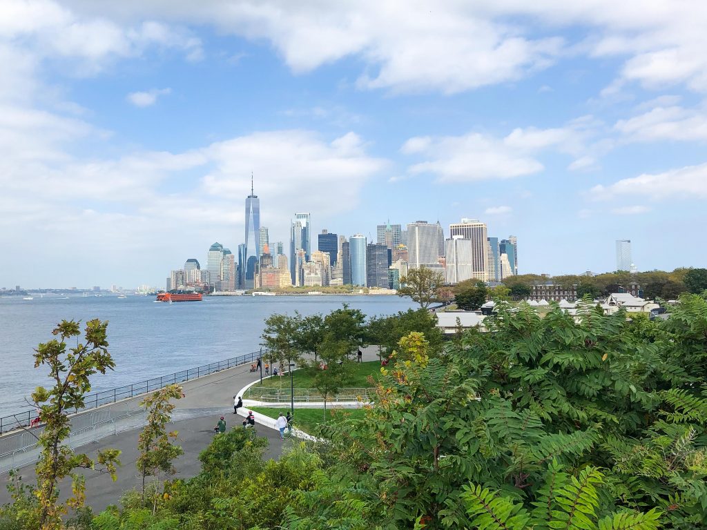 view of NYC skyline from Governors Island