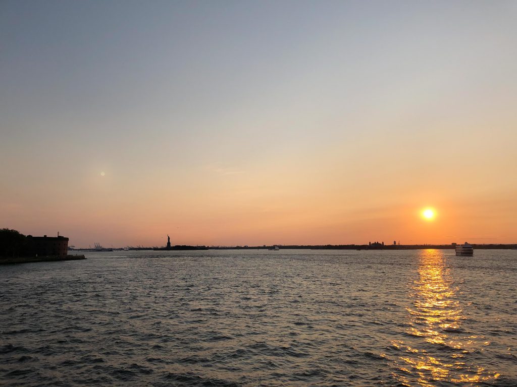 Statue of Liberty in distance, from ferry