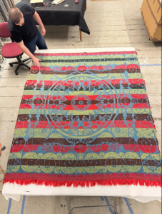Coverlet from the American Folk Art Museum. credit: Julia Sherman, item located in American Folk Art Museum collections.