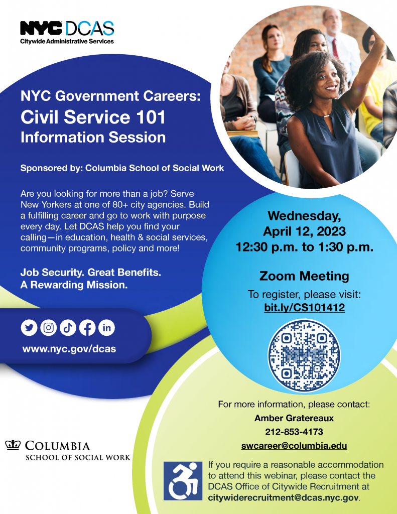 NYC DCAS Civil Service Information Session Wednesday April 12 12: