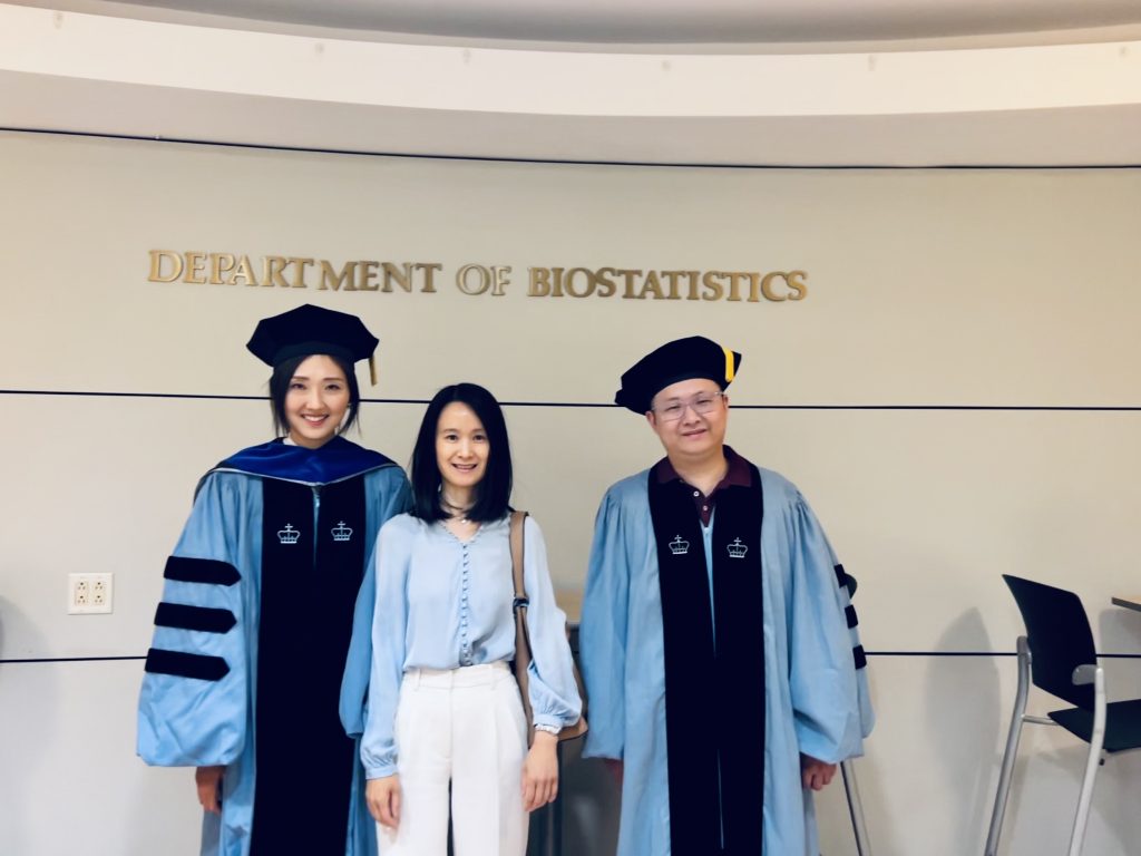 Graduates with Professor Wang at the Department of Biostatistics